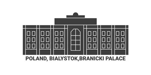 Polonya Bialystok Branicki Sarayı Seyahat Çizgisi Vektör Ilüstrasyonu — Stok Vektör