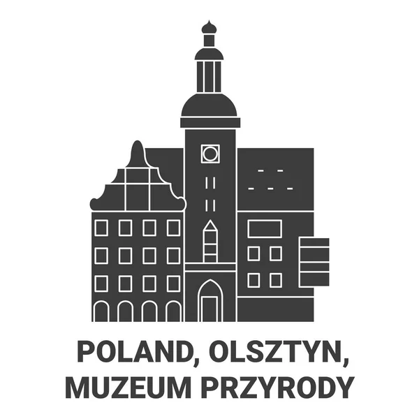 Polen Olsztyn Muzeum Przyrody Reise Meilenstein Linienvektorillustration — Stockvektor