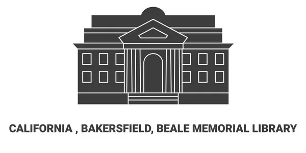 Estados Unidos Califórnia Bakersfield Biblioteca Memorial Beale Ilustração Vetor Linha — Vetor de Stock
