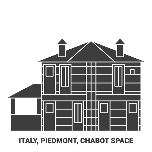 Italien Piemonte Chabot Space Resor Landmärke Linje Vektor Illustration — Stock vektor