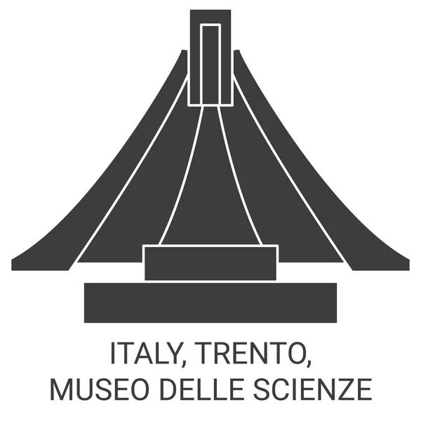 이탈리아 Trento Museo Delle Scienze Travel Landmark Line Vector Illustration — 스톡 벡터