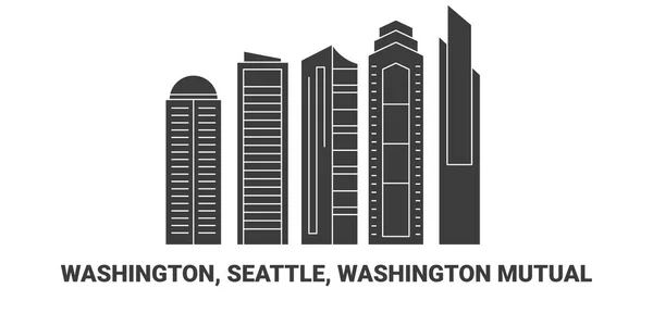 Estados Unidos Washington Seattle Washington Mutual Línea Referencia Viaje Vector — Vector de stock