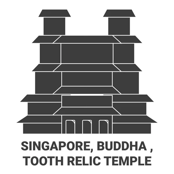 Singapura Buda Templo Relíquia Dos Dentes Viagens Marco Linha Vetor — Vetor de Stock