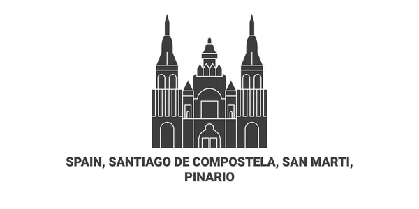 España Santiago Compostela San Martí Pinario Recorrido Hito Línea Vector — Vector de stock