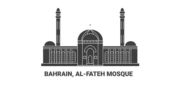 Bahrajn Mešita Alfateh Vektorová Linie Pro Cestování — Stockový vektor