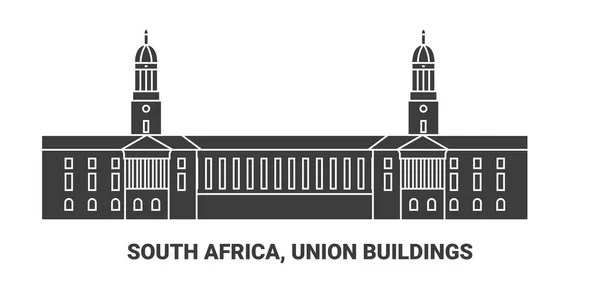 South Africa Union Buildings Travel Landmark Line Vector Illustration — Stock Vector
