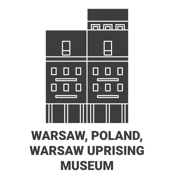 ポーランド ワルシャワ ワルシャワ蜂起博物館旅行ランドマークラインベクトルイラスト — ストックベクタ