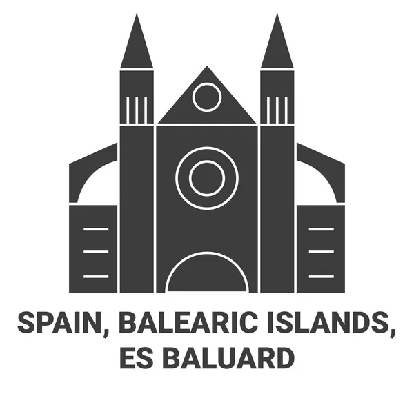 Spain Balearic Islands Baluard Travel Landmark Line Vector Illustration — Stock Vector