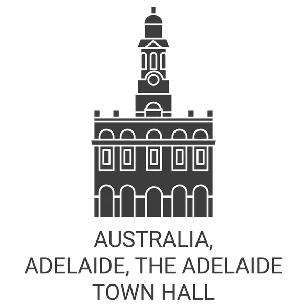 Australien Adelaide Die Adelaide Town Hall Reise Meilenstein Linienvektorillustration — Stockvektor