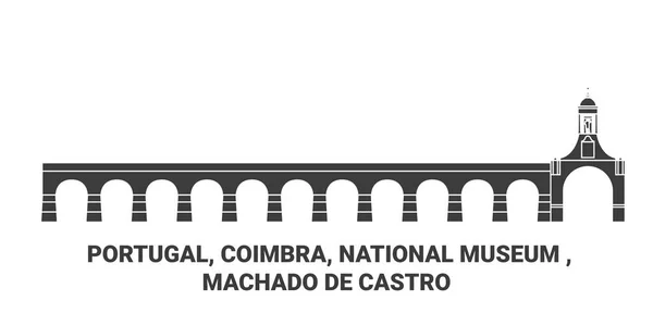 Portugal Coimbra Nationalmuseum Machado Castro Resa Landmärke Linje Vektor Illustration — Stock vektor