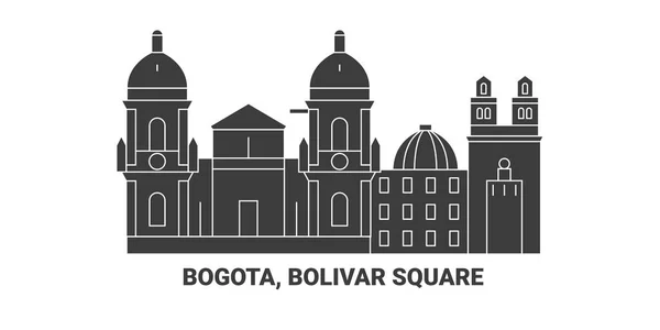 Columbia Bogota Bolivar Square Reis Oriëntatiepunt Lijn Vector Illustratie — Stockvector