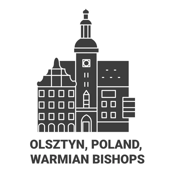 Polonia Olsztyn Warmian Bishops Travel Landmark Line Vector Illustration — Vettoriale Stock
