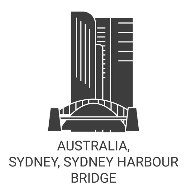 Australia Sydney Sydney Harbour Bridge Travel Landmark Line Vector Illustration — 스톡 벡터