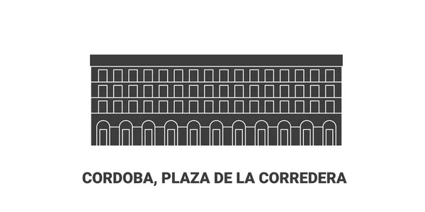 Argentina Córdoba Plaza Corredera Ilustración Vector Línea Referencia Viaje — Vector de stock