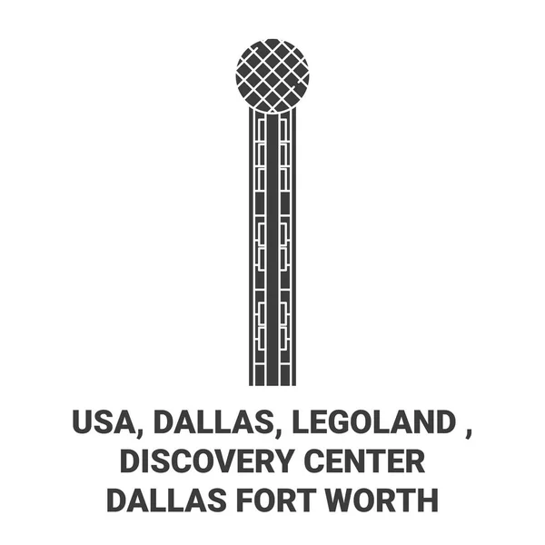 Usa Dallas Legoland Discovery Center Dallas Fort Worth Utazás Mérföldkő — Stock Vector