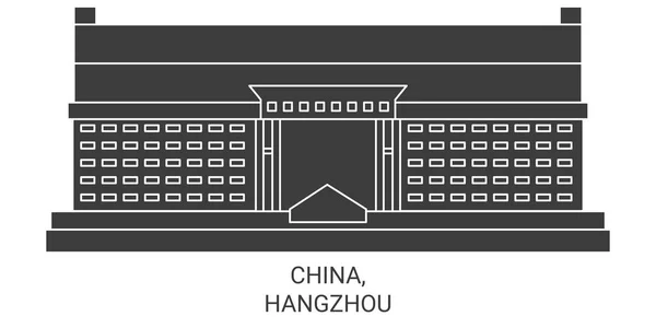 Çin Hangzhou Seyahat Çizgisi Vektör Illüstrasyonu — Stok Vektör