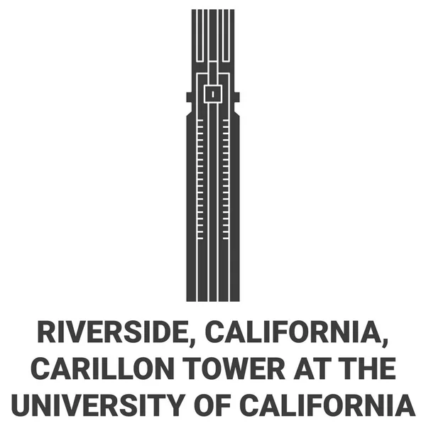 United States Riverside California Carillon Tower University California Travel Landmark — стоковий вектор