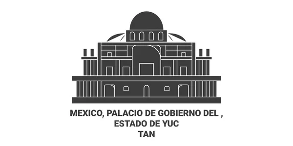 Mexico Palacio Gobierno Del Estado Yuctan Travels Landmark Line Vector — стоковий вектор