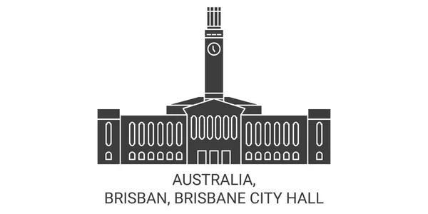 澳大利亚 布里斯班 布里斯班市政厅旅行地标线矢量图解 — 图库矢量图片