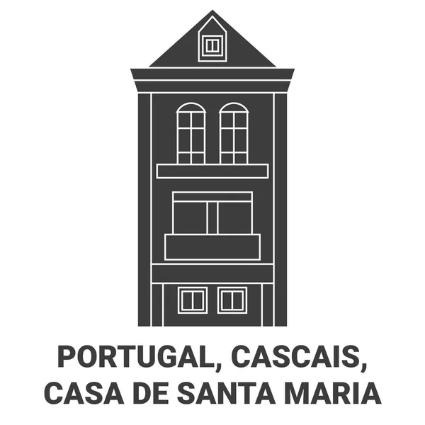 Portugal Cascais Casa Santa Maria Travel Landmark Line Vector Illustration — Stock Vector