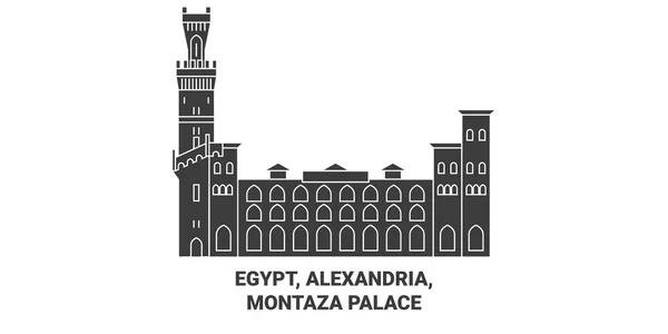Egypt Alexandria Montaza Palace Travel Landmark Line Vector Illustration — Stock Vector