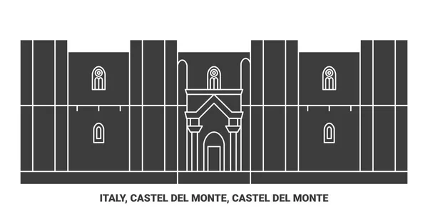 Italy Castel Del Monte Castel Del Monte Travel Landmark Line — Stock Vector