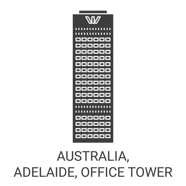 Avustralya Adelaide Office Tower Seyahat Çizgisi Vektör Ilüstrasyonu — Stok Vektör