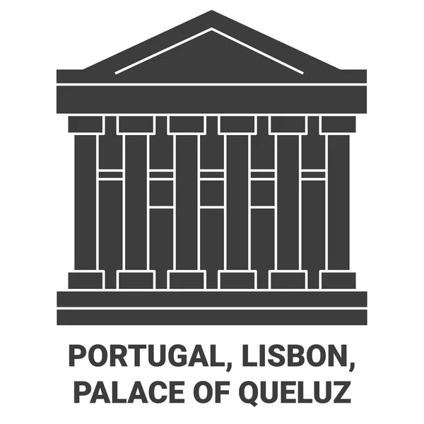 Portugal Lissabon Palace Queluz Resa Landmärke Linje Vektor Illustration — Stock vektor