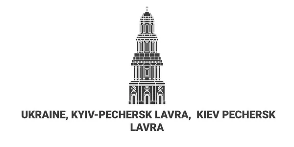 Ukrayna Kiev Kyivpechersk Lavra Seyahat Çizgisi Çizelgesi Çizimi — Stok Vektör