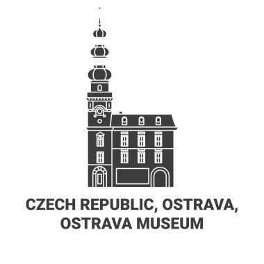 Çek Cumhuriyeti, Ostrava ve Ostrava Müzesi şehir simgesi vektör ilüstrasyonunu geziyor