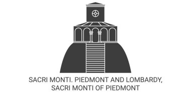 İtalya ve Piedmont 'tan Sacri Monti seyahat çizgisi vektör ilüstrasyonu
