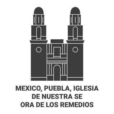 Meksika, Puebla, Iglesia, De Nuestra Seora De Los Remedios seyahat çizgisi çizimi