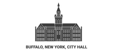 Birleşik Devletler, Buffalo, New York, Belediye Binası seyahat çizgisi vektör ilüstrasyonu