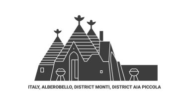 Italy, Alberobello, District Monti, District Aia Piccola travel landmark line vector illustration clipart