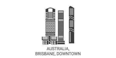 Avustralya, Brisbane, şehir merkezi seyahat çizgisi vektör illüstrasyonu