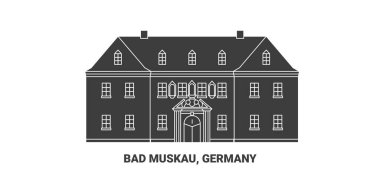 Almanya ve Bad Muskau seyahat çizgisi vektör ilüstrasyonu