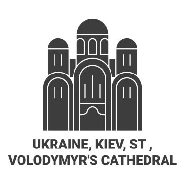 Ukraine, Kiev, St Volodymyrs Cathedral travel landmark line vector illustration