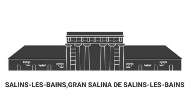 Fransa, Salinslesbains, Gran Salina De Salinslesbains seyahat çizgisi çizgisi çizimi