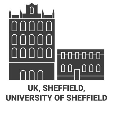 İngiltere, Sheffield, Sheffield Üniversitesi seyahat çizgisi vektör ilüstrasyonu