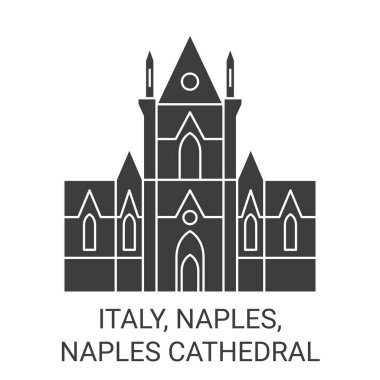 İtalya, Napoli, Napoli Katedrali seyahat çizgisi vektör ilüstrasyonu