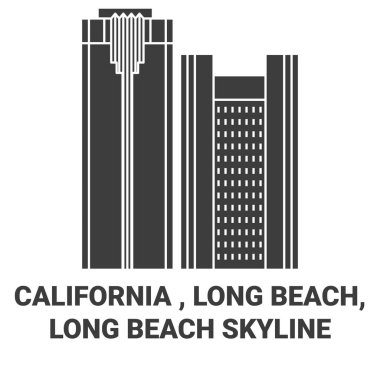 Birleşik Devletler, Kaliforniya, Long Beach, Long Beach Skyline seyahat çizgisi vektör ilüstrasyonu