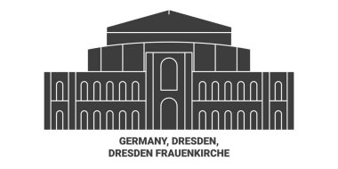 Almanya, Dresden, Dresden Frauenkirche seyahat tarihi çizgisi çizimi