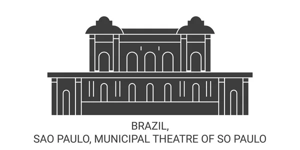 圣保罗 圣保罗市剧场旅游地标线路图 — 图库矢量图片