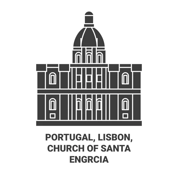Portugal Lisboa Igreja Santa Engrcia Viagem Marco Linha Vetor Ilustração — Vetor de Stock