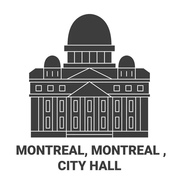 Kanada Montreal Montreal Rathaus Reise Meilenstein Linie Vektor Illustration — Stockvektor