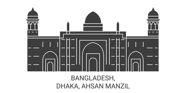 Bangladesh Dacca Ahsan Manzil Voyages Illustration Vectorielle Ligne Historique — Image vectorielle