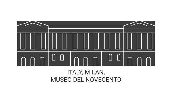 Italien Mailand Museo Del Novecento Reise Meilenstein Linienvektorillustration — Stockvektor