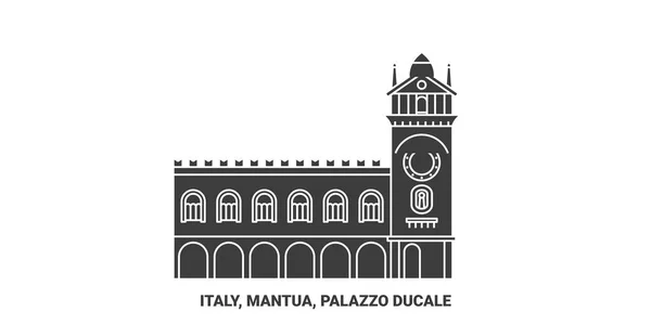 Italie Mantoue Palazzo Ducale Voyages Illustration Vectorielle Ligne Historique — Image vectorielle