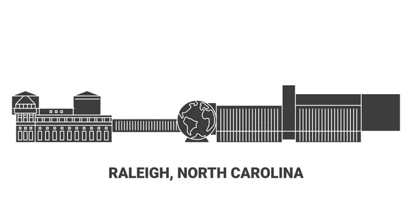 Amerika Birleşik Devletleri Raleigh Kuzey Carolina Seyahat Çizgisi Vektör Ilüstrasyonu — Stok Vektör