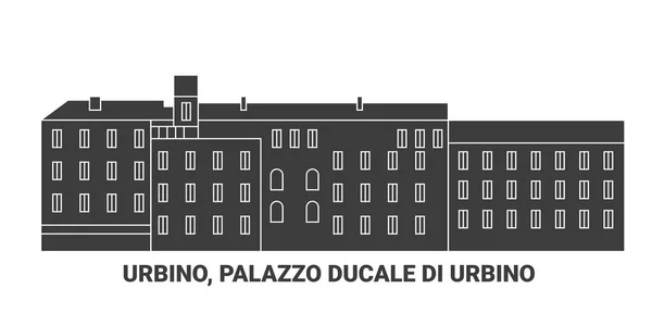 Rússia Urbino Palazzo Ducale Urbino Ilustração Vetor Linha Referência Viagem —  Vetores de Stock